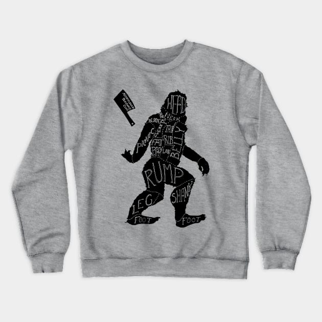 Adventurous Butchery Cuts - Sasquatch Crewneck Sweatshirt by FishWithATopHat